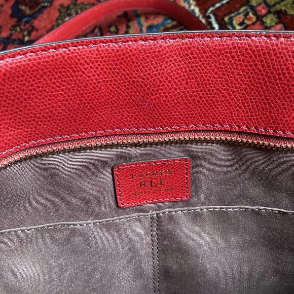 Lauren Ralph Lauren Red Leather Shoulder Bag - Picture 8 of 9
